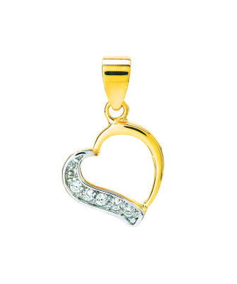 Gold heart pendant with cubic zirconia