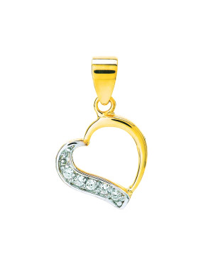Gold heart pendant with cubic zirconia