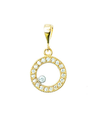 Gold pendant Charm Zirconia CIRCLE