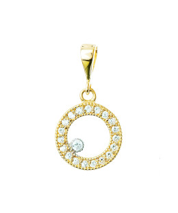 Gold pendant Charm Zirconia CIRCLE
