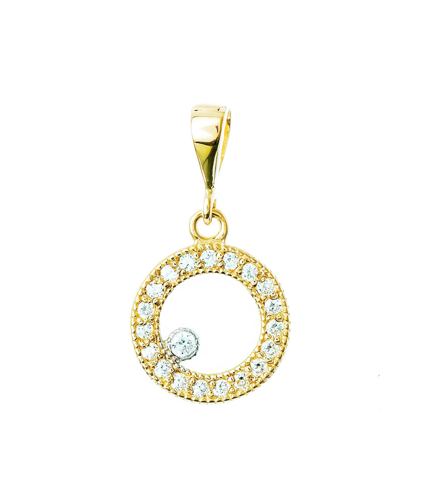 Gold pendant Charm Zirconia CIRCLE