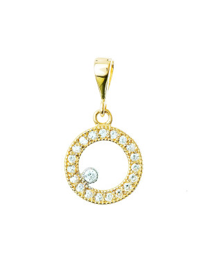 Gold pendant Charm Zirconia CIRCLE