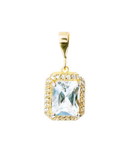 GOLD PENDANT LARGE STONE CUBIC ZIRCONIA