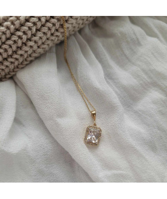 GOLD PENDANT LARGE STONE CUBIC ZIRCONIA