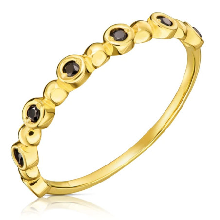 Thin gold ring with black stones ER.0013c| GoldJewellery