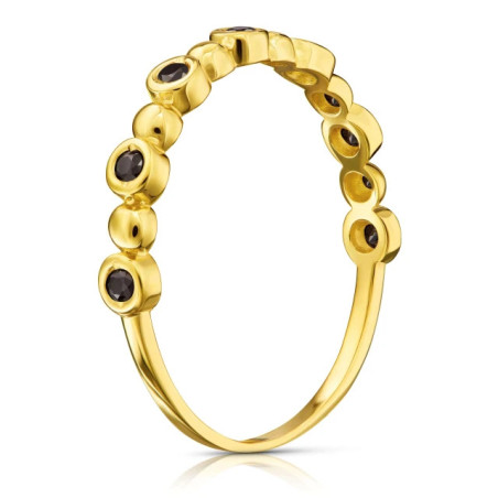 Thin gold ring with black stones ER.0013c| GoldJewellery