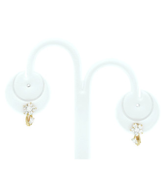 Gold flower earrings with zircons