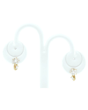 Gold flower earrings with zircons