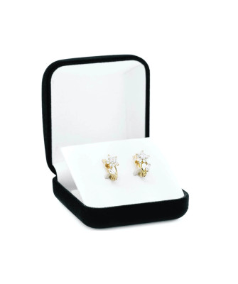 Gold flower earrings with zircons