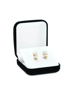 Gold flower earrings with zircons