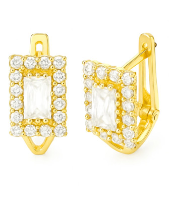 Gold earrings with white stones 8k