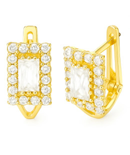 Gold earrings with white stones 8k