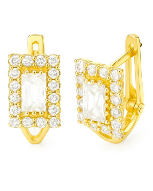 Gold earrings with white stones 8k