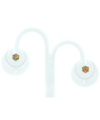 Gold earrings 3D cube shimmering colors