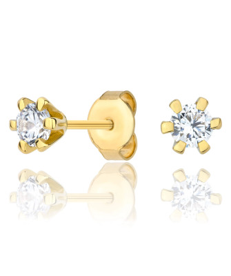 Delicate gold earrings with zirconia 8k
