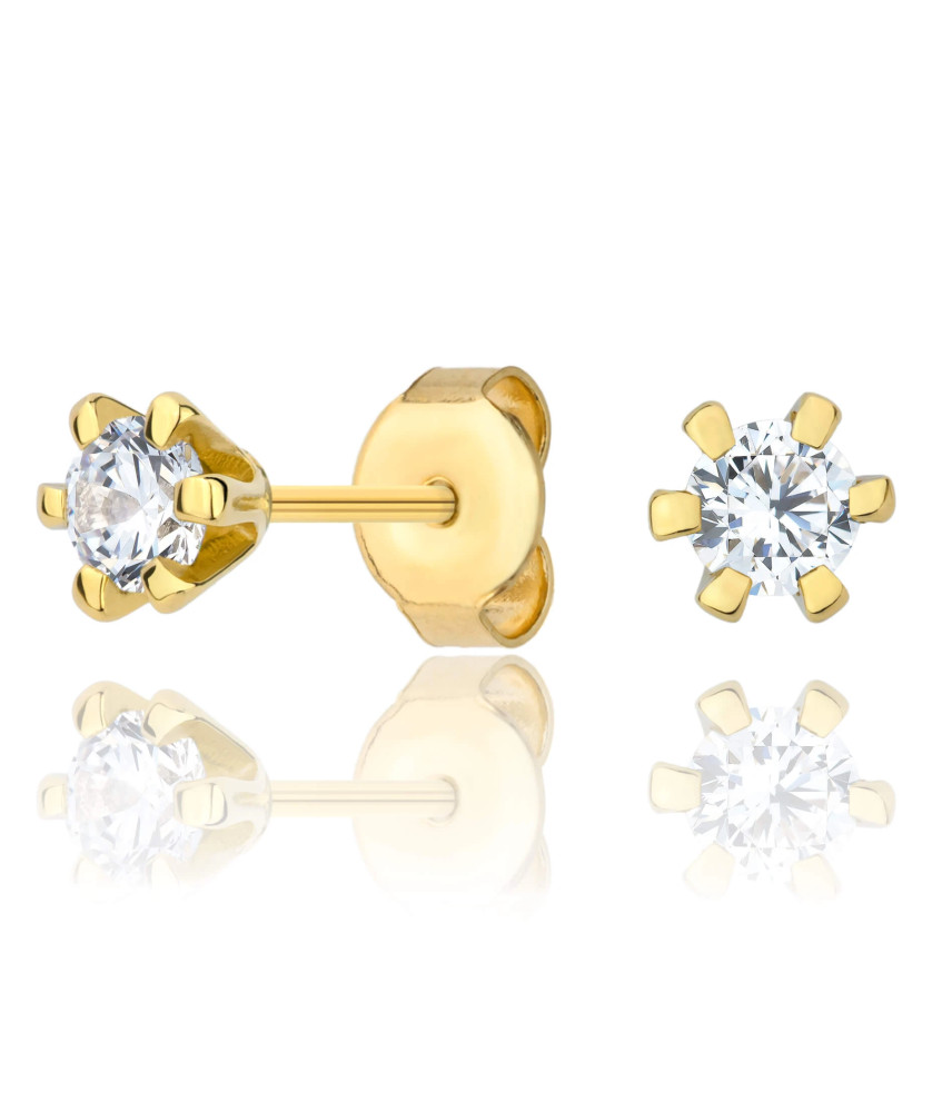 Delicate gold earrings with zirconia 8k