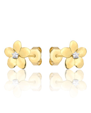 Gold flower earrings 8k with white zirconia