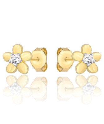 Delicate white flower 8k gold earrings