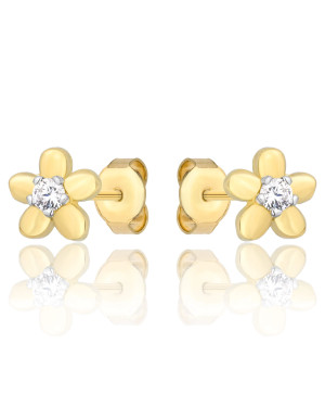 Delicate white flower 8k gold earrings