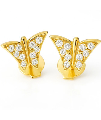 Gold earrings with butterflies