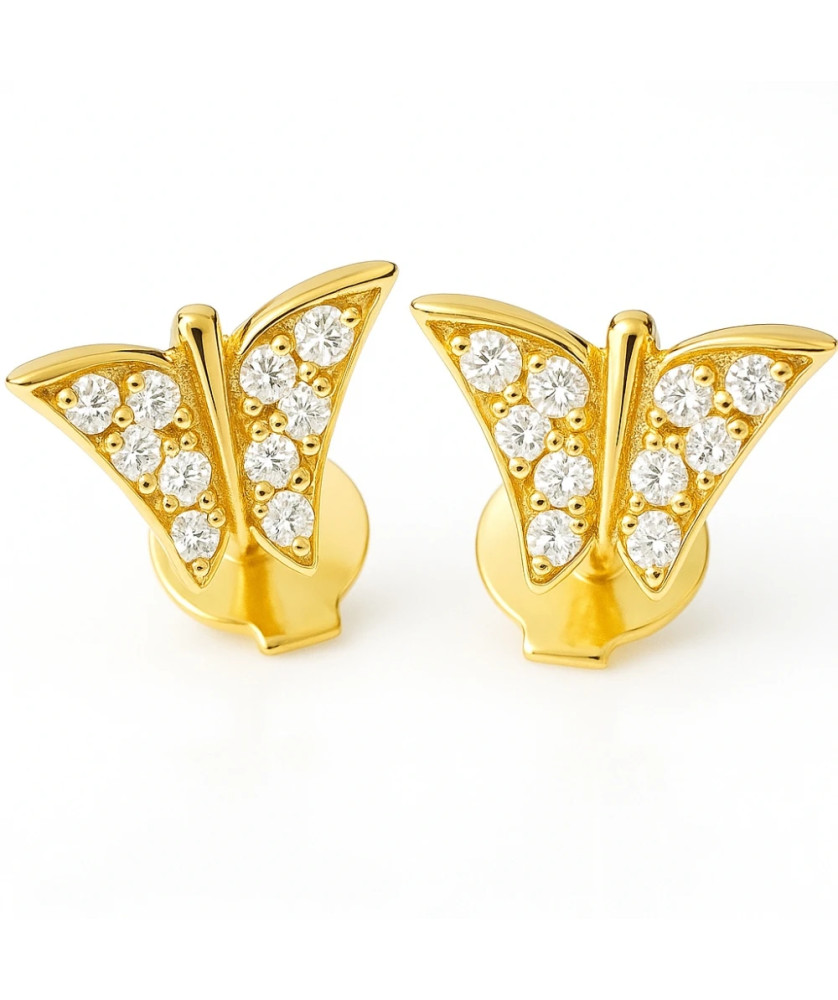Gold earrings with butterflies