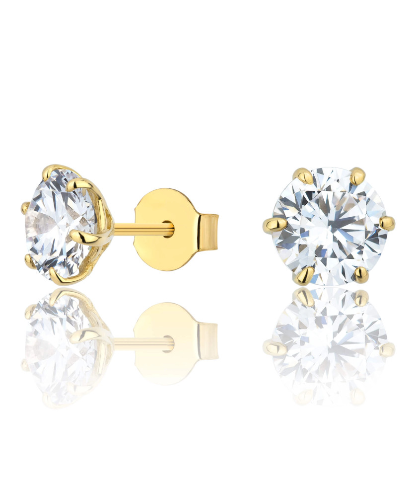 Gold earrings large cubic zirconia stone