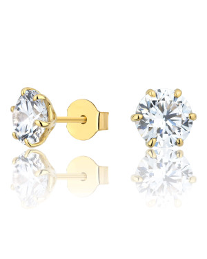 Gold earrings large cubic zirconia stone