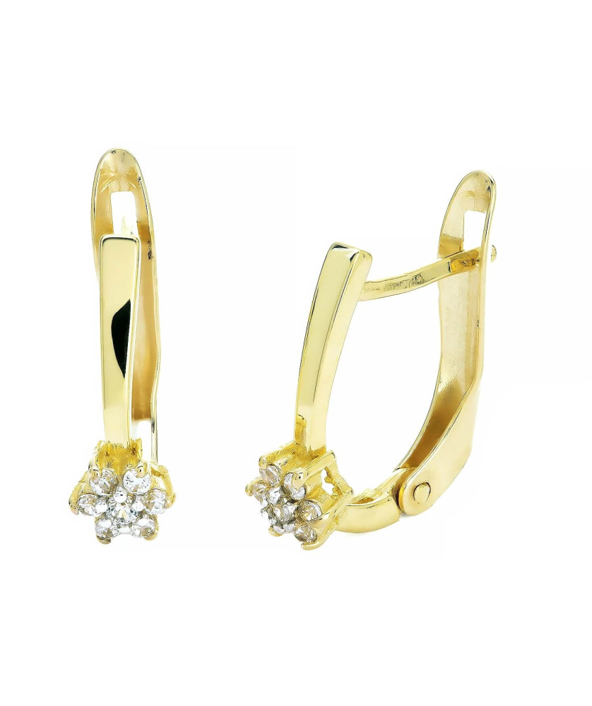 Gold earrings delicate flower