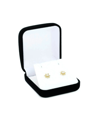 Gold earrings with zirconia flowers