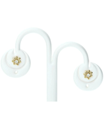Gold earrings with zirconia flowers