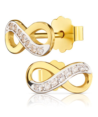 Gold infinity earrings zirconia