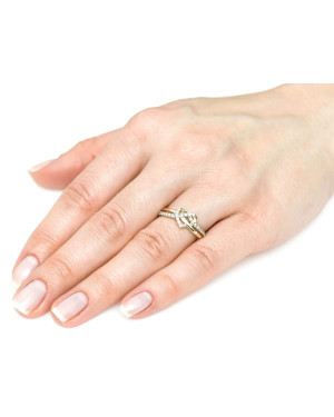 Gold engagement ring heart zircon stones