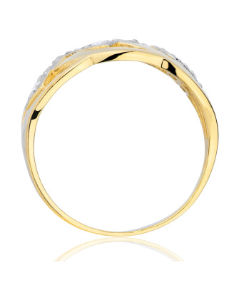 Gold ring 8k interwoven white stones