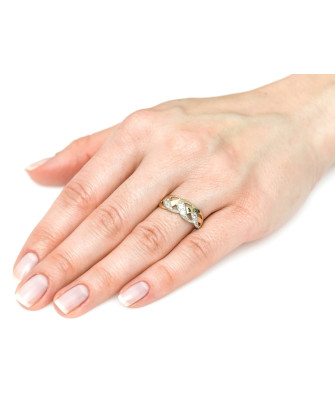 Gold ring 8k interwoven white stones