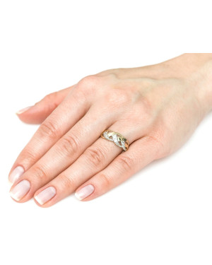 Gold ring 8k interwoven white stones