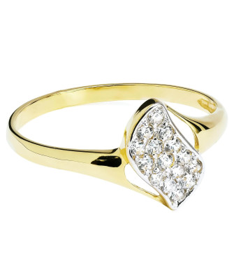 Gold ring with cubic zirconia 8k delicate wave