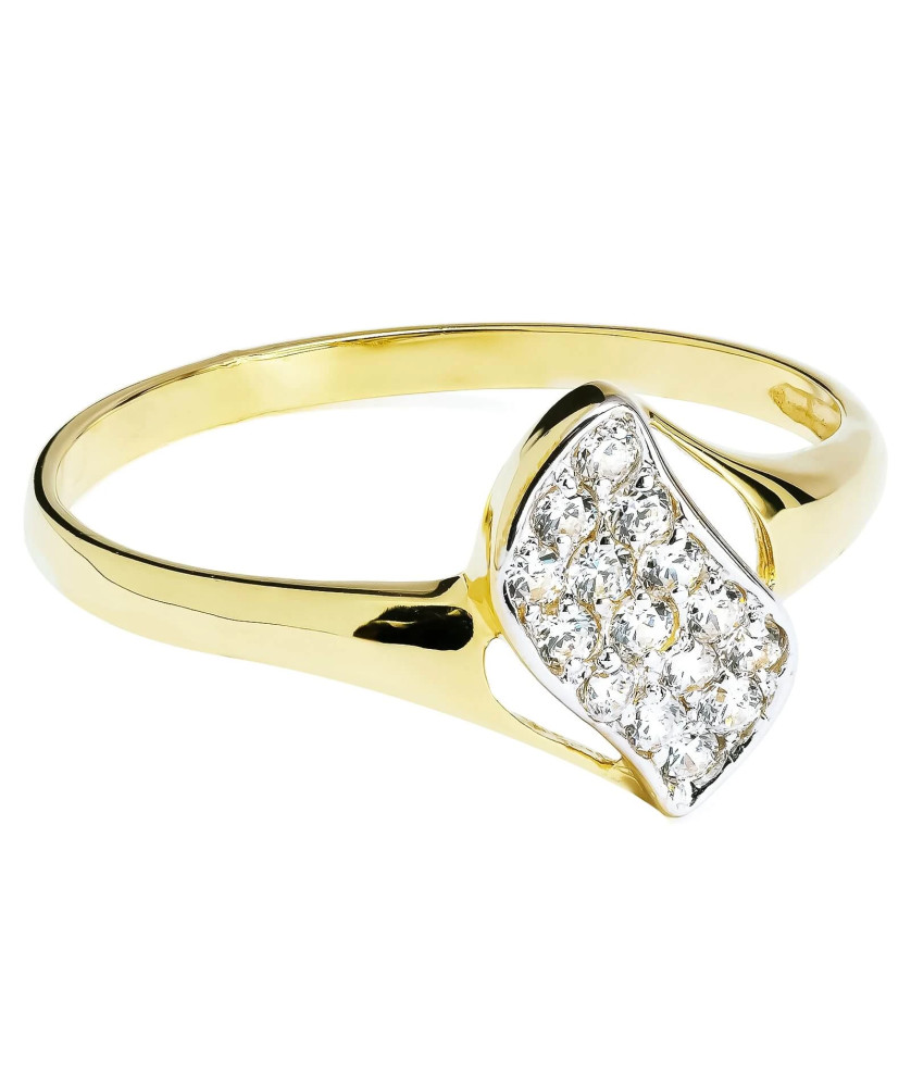 Gold ring with cubic zirconia 8k delicate wave