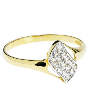 Gold ring with cubic zirconia 8k delicate wave
