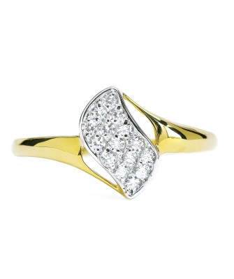 Gold ring with cubic zirconia 8k delicate wave