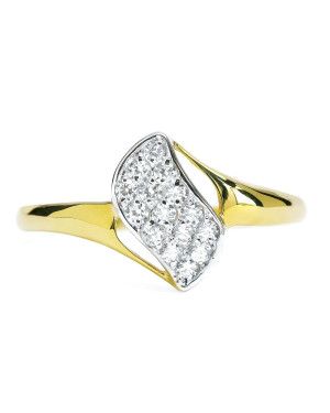 Gold ring with cubic zirconia 8k delicate wave