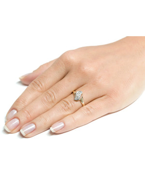 Gold ring with cubic zirconia 8k delicate wave