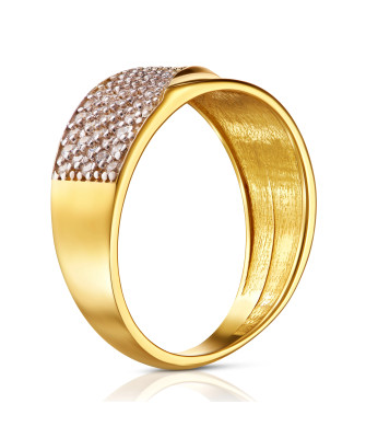 Gold ring – wide band with cubic zirconia 8k