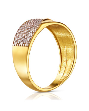 Gold ring – wide band with cubic zirconia 8k
