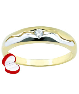 Gold ring 8k cubic zirconia with wave