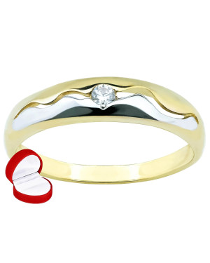Gold ring 8k cubic zirconia with wave