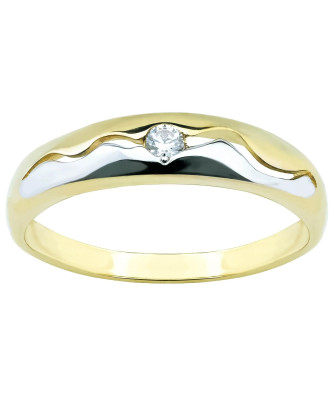 Gold ring 8k cubic zirconia with wave