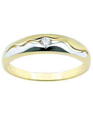 Gold ring 8k cubic zirconia with wave
