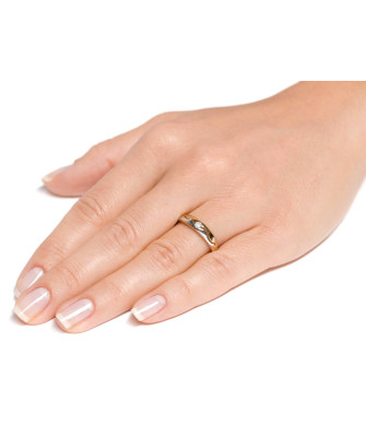 Gold ring 8k cubic zirconia with wave