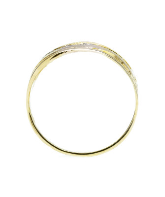 Gold ring with cubic zirconia 8k wide wave