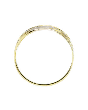 Gold ring with cubic zirconia 8k wide wave